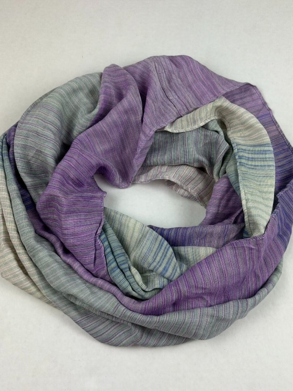 J. Jill Infinity Scarf Multi Color Purple, Blue & Cream With Stripes 34"L x 21"W